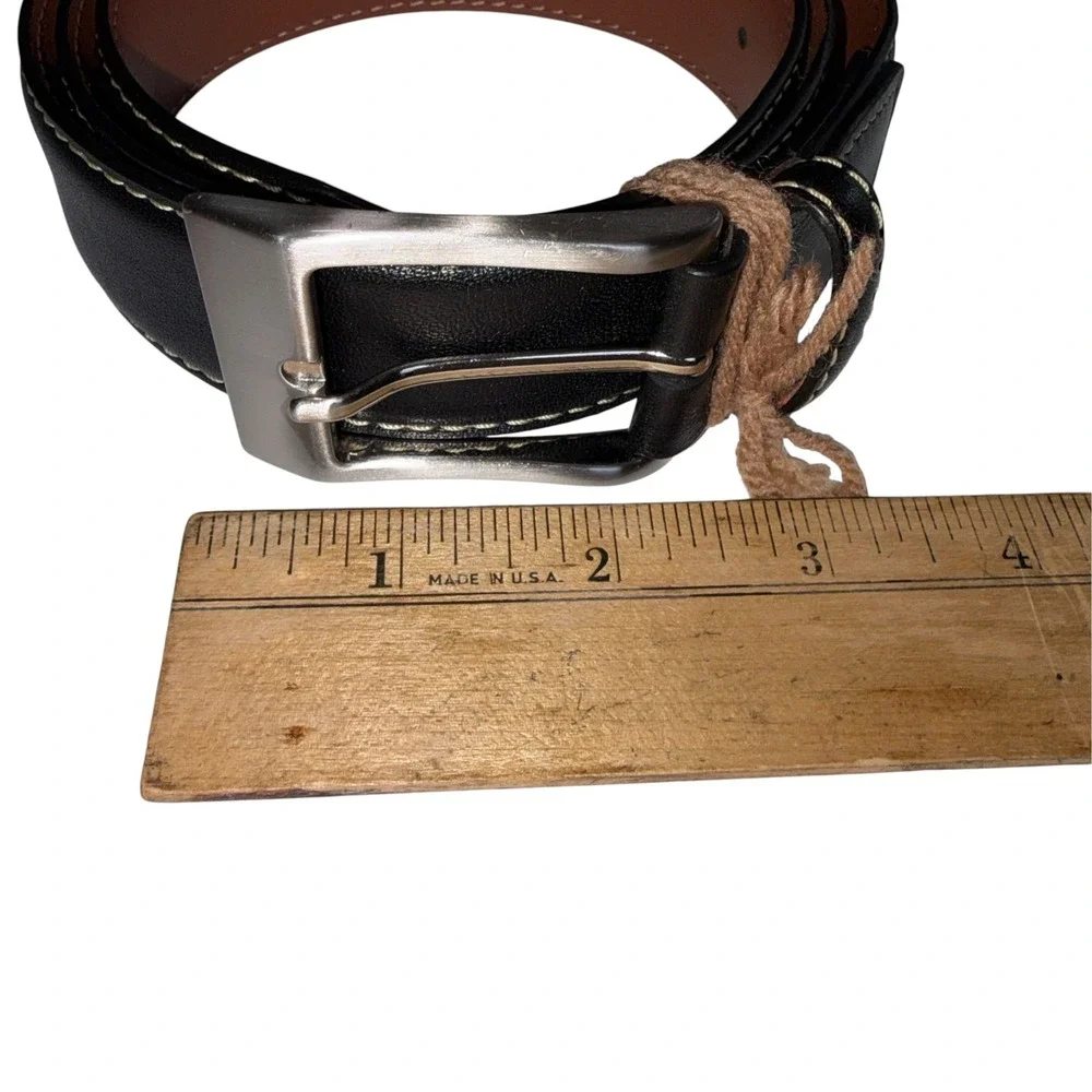 Johnston & Murphy Belt Mens Leather Classic Excellent Stitching 34 Black